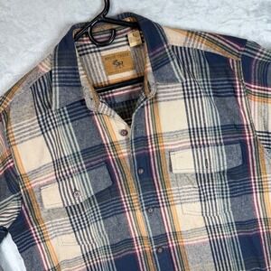 Moose Creek Legendary Clothing Mens Large Heavy Cotton Plaid Flannel Shirt Blue